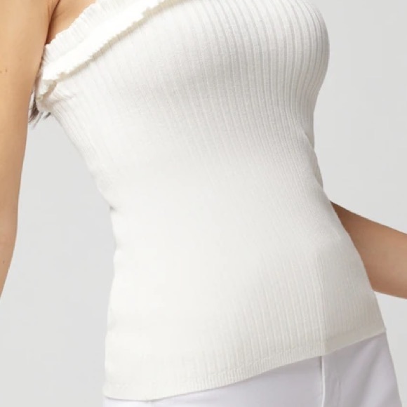 NWT WHBM Ruffle One-Shoulder Tank Sweater - Picture 3 of 5